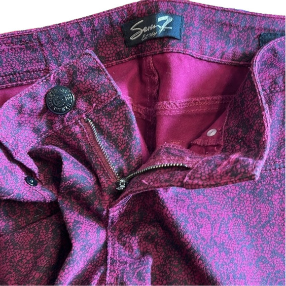 Seven7 women’s skinny 6P red/black lace looking jeans with zipper and button - Picture 6 of 7